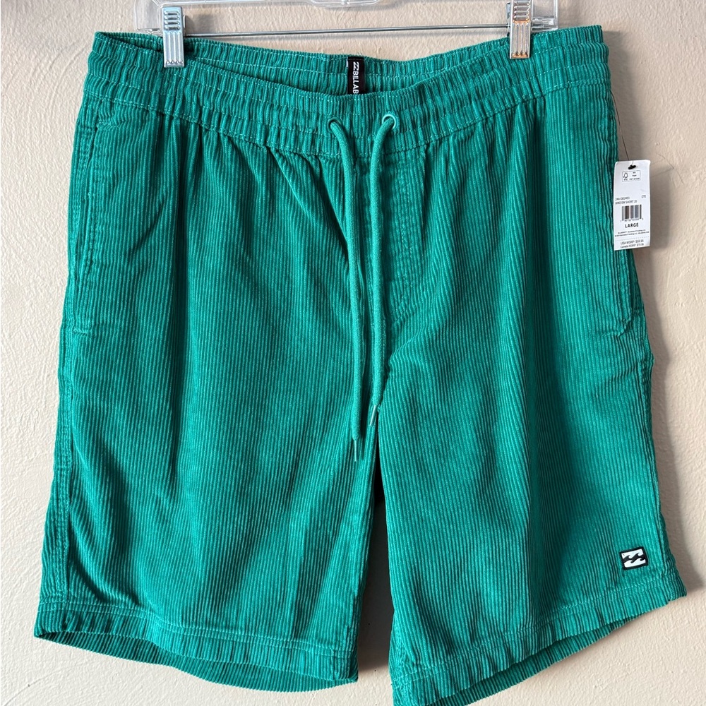 NWT Billabong Corduroy Teal Drawstring Green Shorts Mens Size L Mike EW 20